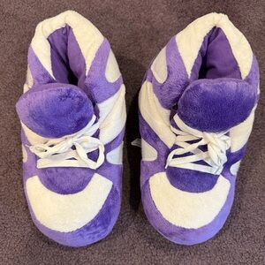 Happy Feet Plush Purple & White Slipper Sneakers